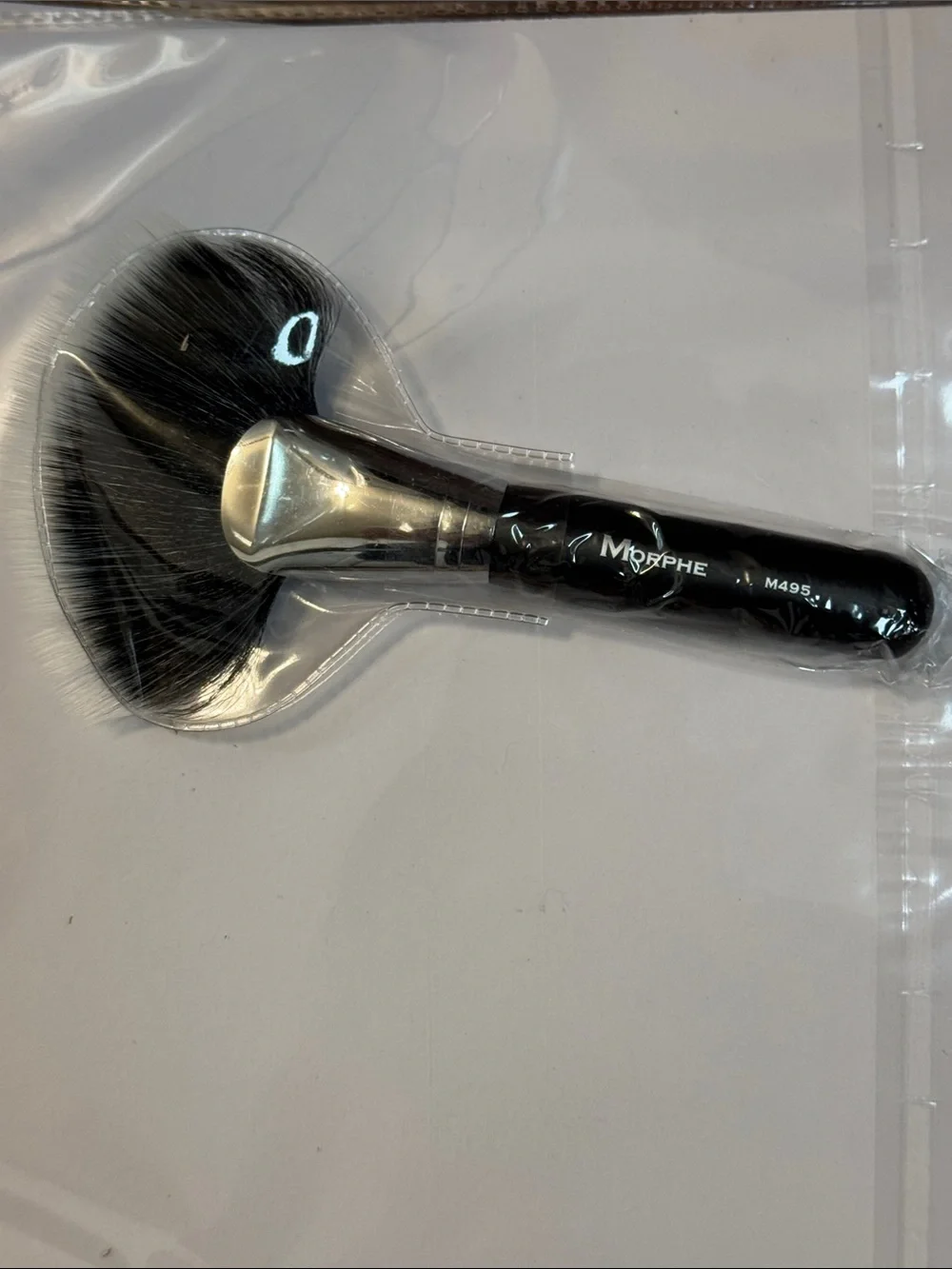 Morphe M498 Duo Deluxe Fan Makeup Brush Black Silver New